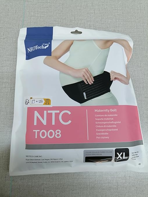 NeoTech Care Adjustable Maternity Belt - Light and Breathable Pregnancy Belly Support Band for Pregnant Women (Black, Extra Large Size)