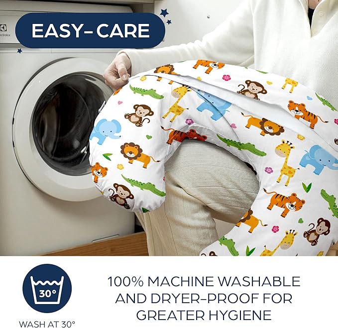 Niimo Nursing Pillow - 100% Cotton Breastfeeding Pillow Cover, Ergonomic Nursing Pillows for Breastfeeding, Machine-Washable Baby Pillow, Breastfeeding Pillows & Breastfeeding Essentials