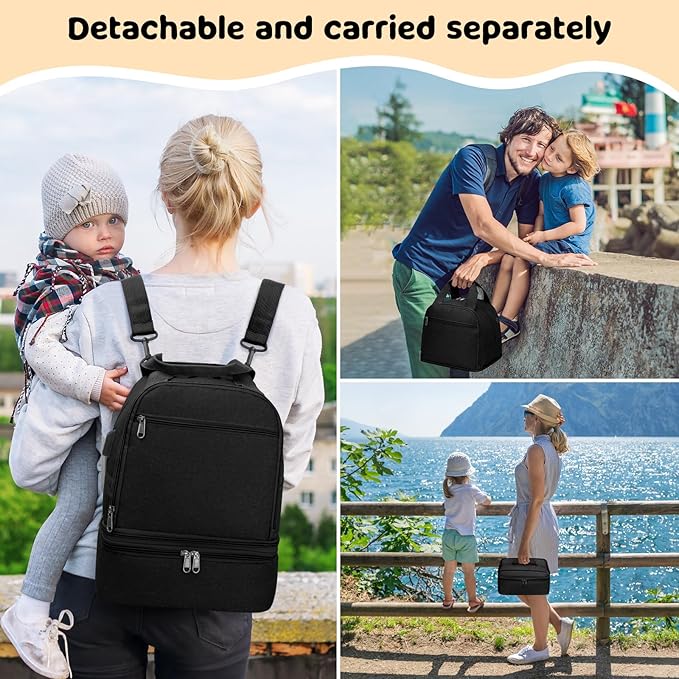 Pump Bag for Spectra S1 S2, Wearable Breast Pump Bags with Ice Pack, Pumping Bag with Waterproof Mat for Pump Accessories, Insulated Bottle Bags for Work Travel and Family, Black