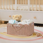 HBlife Baby Diaper Caddy, Paper Rope Storage Baskets Nursery Bin with Removable Divider, Portable Car Organizer for Diapers, Baby Shower Gifts, Newborn Essentials Must Haves