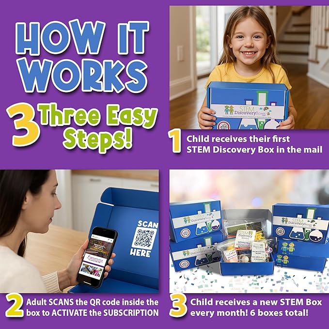 Stem Learning 6 Monthly Subscription Box Kits w/ 18 Projects - Summertime Remote School Building Toys - Science, Technology, Engineering, Mathematics - Activities for Kids Boys & Girls Ages 7-12