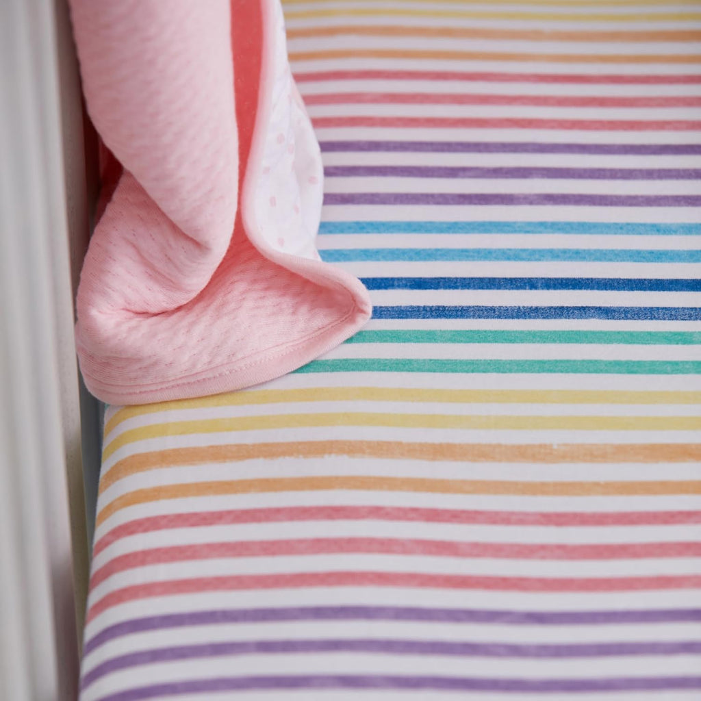 HonestBaby unisex-baby Fitted Crib Sheets Set Standard Mattress, 100% Organic Cotton Baby Boys, Girls, Neutral, 1 Pack - Watercolor World, One Size