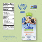 Gerber Stage 2 Baby Food, Organic Banana Blueberry Blackberry Oatmeal, Baby Puree, 12PK