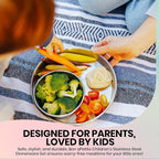 Children's 304 18/8 Stainless Steel Dinnerware Set | 1 Plate (21 cm) and 1 Bowl (10 ounces) | Matte Finish | 100% BPA Free | Non-Toxic | Dishwasher Safe