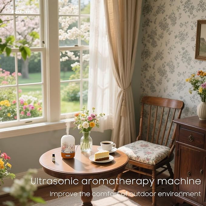 Essential Oil Diffuser with Vanilla Aromatherapy Essential Oils, 6 in 1 Ultrasonic 100ML Aromatherapy Scent Humidifier Vaporizer with Dense fine Mist, Timer, Auto-Off (Spring-Vanilla Oil)