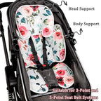 2 in 1 Infant Car Seat Insert, Car Seat Head Support Baby Girls Boys, Soft Newborn Carseat Insert Cushion, Perfect for Carseats, Strollers, Swings (Rose Flower)