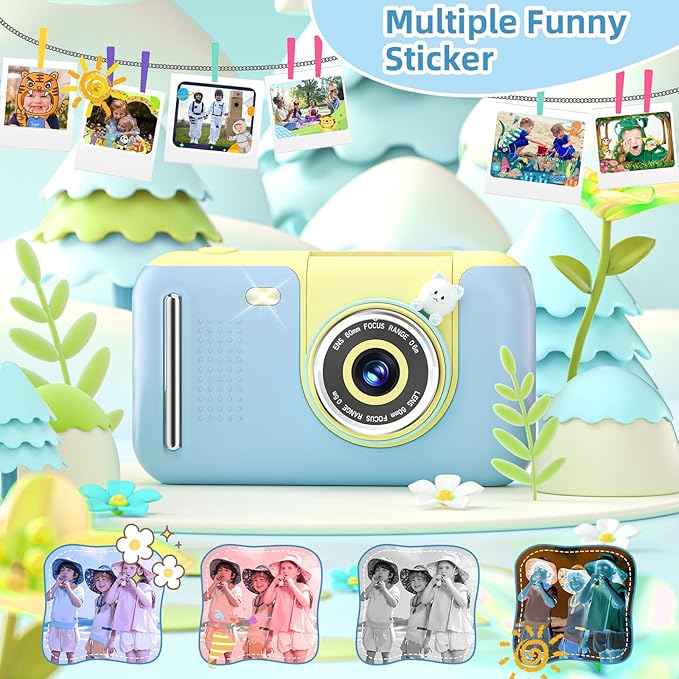 Camera for Kids, Toddler Volging Cameras Age 3-8 Christmas Birthday Gifts for Boys and Girls 3-12 Year Old Boys Digital Camcorder for Video Portable Kids Selfie Camera with 32GB SD Card Blue