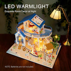 DIY Miniature Dollhouse Kit, Mini House Building Kit for Adults, Tiny House Making Kits with LED Light, Hobby Craft Christmas Decorations Birthday Gifts for Adults (Blue Sea Story)