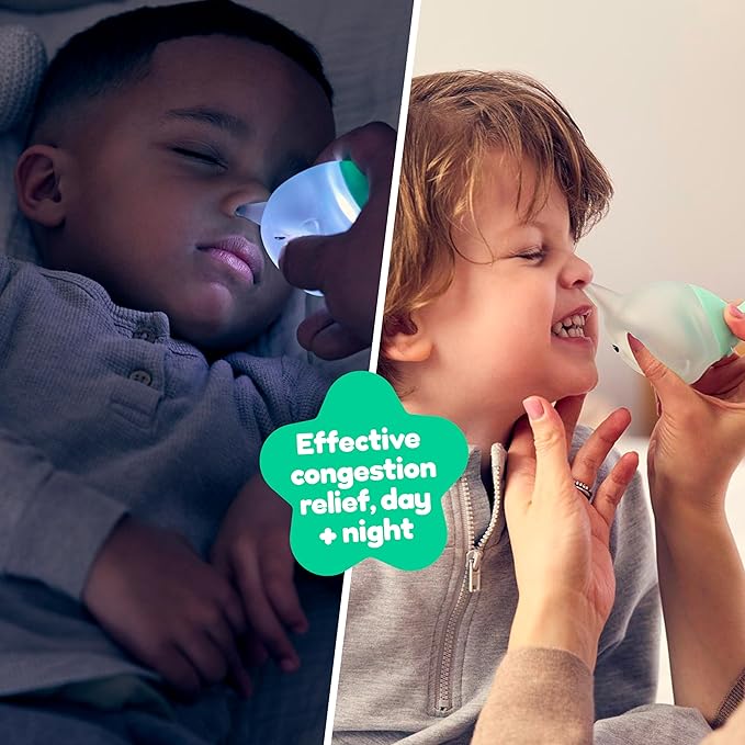 Booger Buddy Nasal Aspirator Bulb, Narwhal - with LED Light for Babies & Toddlers – BPA-Free Snot Remover for Infant Stuffy Nose and Congestion Relief – Easy to Clean Design