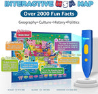 Bilingual Interactive for Kids Talking USA Map World Map for Kids Learning, Geography Toys Games Educational Electronic Map Personalized Gift/Toys for 4 5 6 7 8 9 10 Year Old Girls/Boys