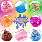 YOPINSAND 25 Cups DIY Slime Kit, Slime Making Kit for Girls, Crystal Clear Slime, Glow in The Dark Slime with Add-ins, Foam Balls, Charms, Slime Party Favors Gift Toys for Kids 3-12