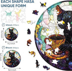 Reouinty Wooden Puzzle for Adults, Black Cat Wooden Jigsaw Puzzles(11.2 * 11.2in-200pcs), Unique Animal Shape Wood Cut Puzzles Best Gift for Adults and Kids Family Game