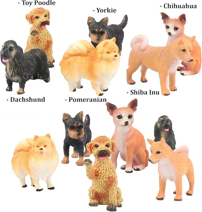 Liberty Imports 18 PCS Large Dog Figurines Playset, 4" Toy Pet Puppy Realistic Play Figures, Canine Bulk Animal Variety Cake Toppers, Party Favors for Kids