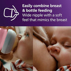 Philips Avent Natural Baby Bottles with Natural Response Nipples (Slow Flow, Flow 2), 4oz, Pink, 4-Pack, SCY900/14