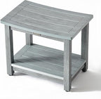 Heavy Duty Shower Bench for Inside Shower Waterproof, Large HDPS Bath Stool for Shaving Legs, Gray Poly Lumber Foot Stool, Plastic Bathroom Bench Seat with Storage Shelf, Outdoor/Indoor Use
