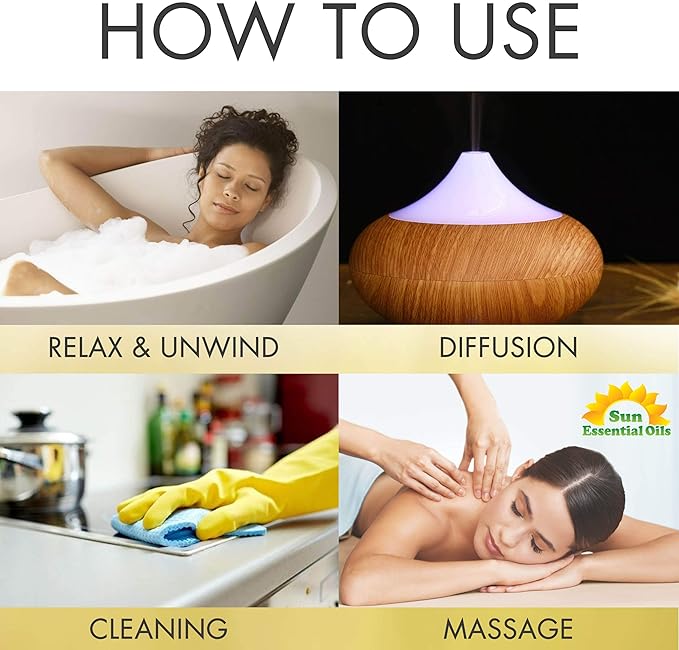 Sun Essential Oils - 16 oz Rosemary Essential Oil for Hair Growth, Skin, Scalp - Drops for Diffuser, Humidifier & Aromatherapy Massage - DIY Candle, Lotion & Shampoo Making - Help Sleep