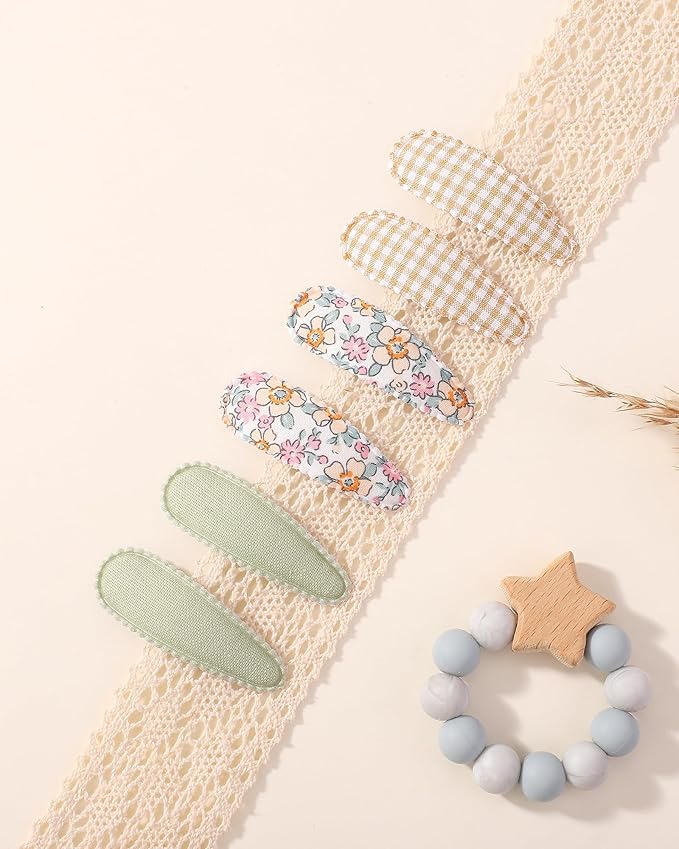 40 Pcs 2.2 In Baby Hair Clips for Girls Handmade Floral Print Snap Toddler Hair Accessories for Girls Baby Toddlers Kids Teens