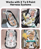 Infant Car Seat Insert with Removable Cushion for Baby Preemie Newborn Infant, Reversible carseat Insert Head Body Support Fits for Stroller, Baby Swing, Rocker, Bouncer, Bassinet - Grey