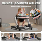 Baby Walker,4-Gear Height Adjustable Baby Walker with Wheels,5 in 1 Baby Activity Center,Music and Lights Bouncer Walker for Baby Boy 6-18 Months,Adjustable Speed Baby Push Walker