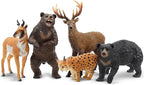 Toymany 12PCS North American Forest Animal Figurines, Realistic Jungle Animal Set Includes Moose,Cougar,Wolf,Bear,Eagle,Deer Educational Toy Cake Toppers Christmas Birthday Gift for Toddlers Kids 3-5