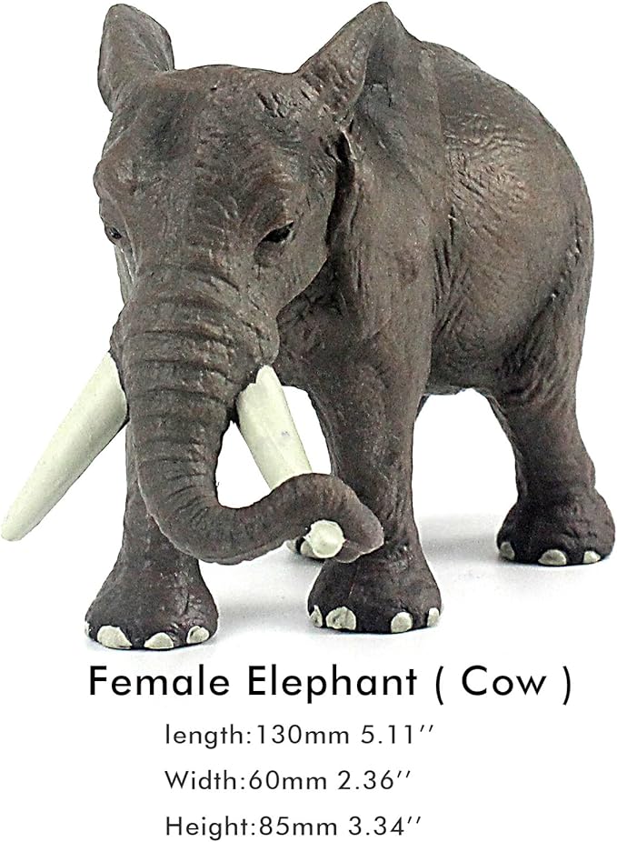 FUNSHOWCASE African Jungle Animals Toy Elephants Figure Realistic Plastic Figurine Playset Lot 3-Piece