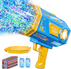 BOMOCO Bubble Gun,125 Holes Bubble Machine Bubbles for Kids Age 3-12,Bubble Blaster Gun with Bubble Solution Summer Outdoor Bubble Toys Birthday Wedding Halloween Party Favors Gifts Bubble Maker,Blue