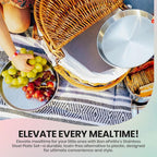 Children's 304 Stainless Steel Four (4) Piece Plate Set, 21 cm, Matte Finish, Plates for Kids, Toxin Free Stainless Steel Dinnerware Set, Non-Divided Plates, 100% BPA Free