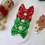 Christmas Hair Bows Clips Green Sequins Alligator Hair Clips Bows for Girls Red Glitter Barrettes Little Bow Hairpins Toddler Teens Sparkly Hair Accessories for Kids Teens Gift
