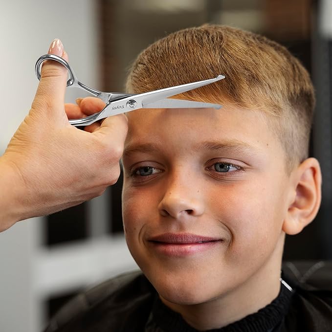Safety Round Tip Hair Scissors for Kids, Fcysy 6 In Hair Cutting Shears for Children, Stainless Steel Barber Haircut Scissors for Toddlers, Boys & Girls – Safe Hair Trimming at Home