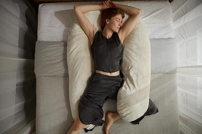 YANA 360° Body Pillow | Luxury U Shaped Pregnancy Pillow - Organic Bamboo Cotton - Shredded Cooling Gel Fill - Ergonomic Design - Double Sided - Washable