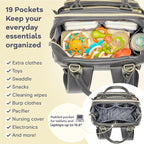 RUVALINO Diaper Bag Backpack, Multifunction Travel Baby Diaper Bag with Changing Pad, Insulated Bottle Holders & Pacifier Case, Large Capacity,Waterproof, Iron Gray