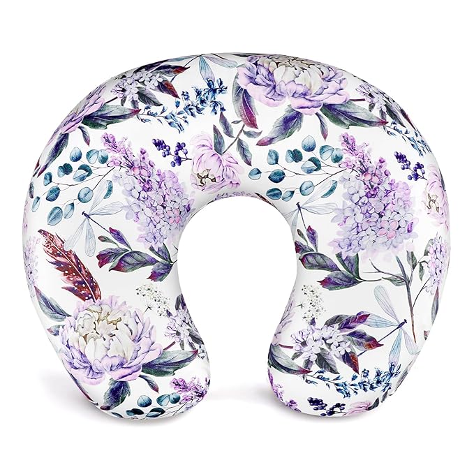 Purple Floral Wisteria Nursing Pillow Cover, Nursing Pillowcase Set for Baby boy or Baby Girl, Nursing Pillow slipcover Cushion Cover, Soft Fabric for snuggling Baby, Suitable for Nursing Pillows
