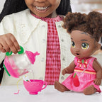 Baby Alive Bubbly Tea Party Berry Boo Doll with Teapot Accessories, Black Hair, 11 Inches, Toys for 3 Year Old Girls and Boys & Up