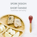 Avanchy Baby Fork Set, Bamboo and Silicone Spork Utensils, Toddler Baby Led Weaning Silverware Cutlery Flatware, Kids First Self Feeding