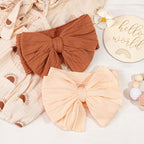 CÉLLOT 8 Pcs Super Stretchy Soft Handmade Headbands with Double Bows Head Wrap Nylon Hair Accessories For Newborn Babies Girls Infants Toddlers