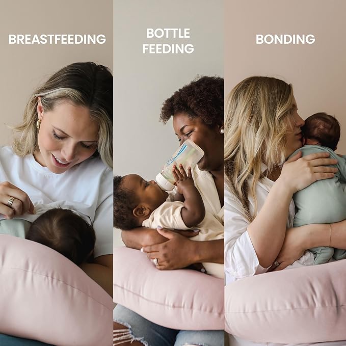 snuggle me Organic Nursing Pillow (New 2025 Design) | Bottle & Breastfeeding Pillow with Organic Cotton Cover & Fiberfill, Machine Washable Feeding Pillow, Newborn Essentials Must Haves (Petal) - v2