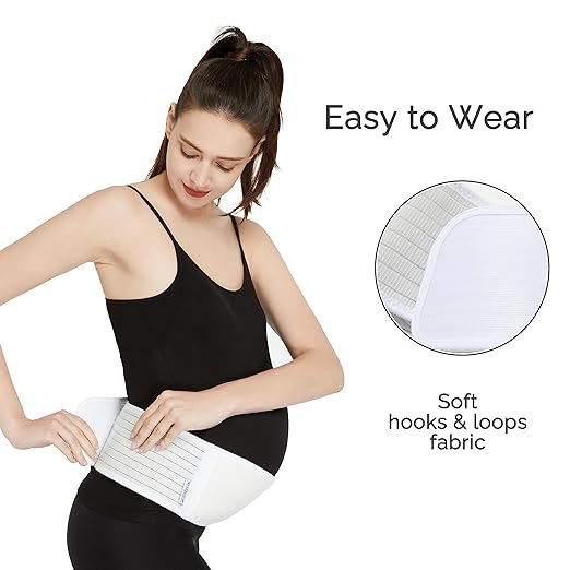NeoTech Care Adjustable Maternity Belt - Light and Breathable Pregnancy Belly Support Band for Pregnant Women (White, Extra Large Size)