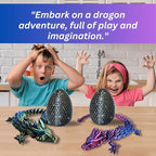 20" Articulated Dragon With Egg - Big Color Changing - 3D Printed Dragon With Egg - Fidget Dragon Egg & 3D Dragon - Toy Dragon Egg With Figures - Made in the USA - (Blue/Red With Black Egg)