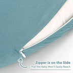 Hooyax Muslin Nursing Pillow Cover, Soft Breathable Feeding Slipcover for Breastfeeding Moms, Stretchy Removable Infant Pillow Cover for Boy and Girls (Blue)