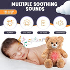 Gemma Joy Bedtime Baby Soothers for Sleep, Cry Activated Heartbeat Stuffed Animal for Baby, Newborn, Calming Light, Lullaby Music, White Noise, Shush and Mother’s Heartbeat - (Bear, Rechargeable)