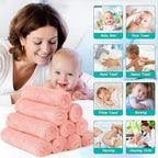 HOMEXCEL Baby Washcloths 12 Pack-Microfiber Coral Fleece Baby Bath Face Towel 7 x 9 Inch Extra Absorbent Soft Burp Cloth and Wash Cloths for Newborn-Infants and Toddlers-Gentle On Sensitive Skin,Pink
