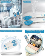 Deejoy Toddler Utensils, Self-feeding Flatware Set withTravel Case, Baby Spoons and Forks with Silicone Bendable Handle, Easy Grip Heat-Resistant, Ideal for Kids, Stage 2 (Blue)