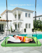 Tree Swing for Kids and Adults, 60" Waterproof Rectangle Platform Swing, 700lbs Heavy Duty with Adjustable Straps, Green