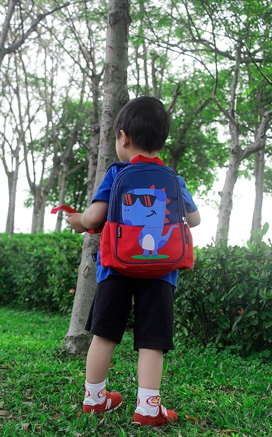 12 inch Kids Small Toddler Preschool Travel Backpack Cool Cute Cartoon Waterproof Daypack (Dinosaur Red)