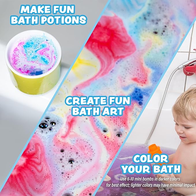 Tub Works Lil' Bursts Mini Bath Bombs for Kids, 90 Count, Gumdrop | Nontoxic | Tiny With A Burst of Color, Foam & Bubbles | Customize Bath With Fun Colors | Create Bath Art