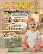 Baby Diaper Caddy Organizer with Portable Changing Mat - Teddy Fleece Diaper Organizer for Changing Table - Basket for Changing Essentials - Baby Essentials Organizer with Removable Dividers