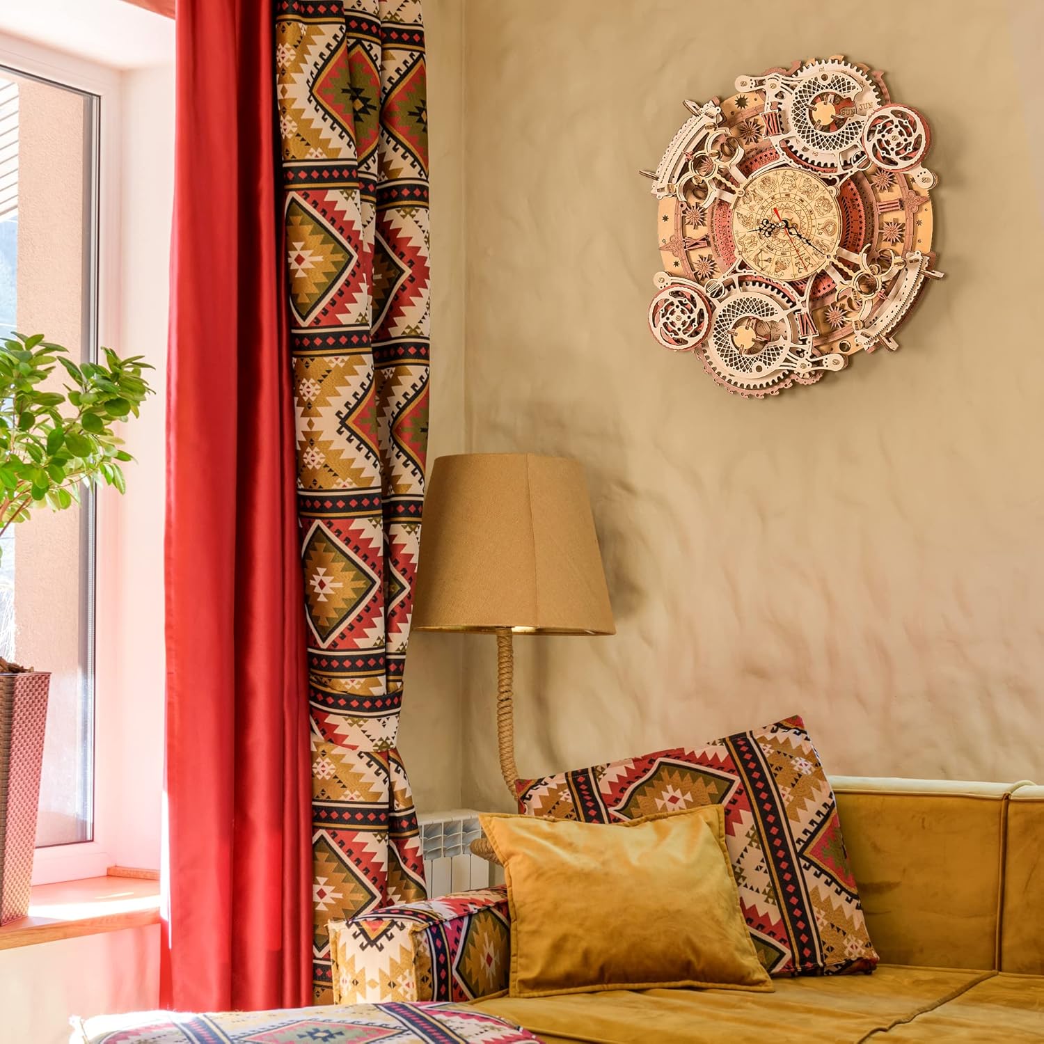 ROBOTIME 3D Wooden Puzzles for Adults, Models for Adults to Build Wooden Steampunk Clock Kit, DIY Mechanical Wall Quartz Aesthetic Room Decor Unique Gift