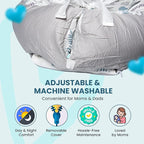 Baby Support Base for Awake Time – Foldable & Soft – 100% Cotton - Machine Washable - Perfect Baby Gift– Breathable & Soft Travel for Baby Boys & Girls (Feathers n Leaves-Grey)