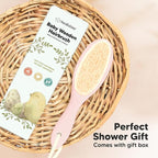 Wooden Baby Hair Brush - Cradle Cap Baby Brush with Soft Goat Bristles, Perfect Gentle Scalp Newborn Comb for Infant, Girls, Boys, Bath Essentials (Blush, Oval)