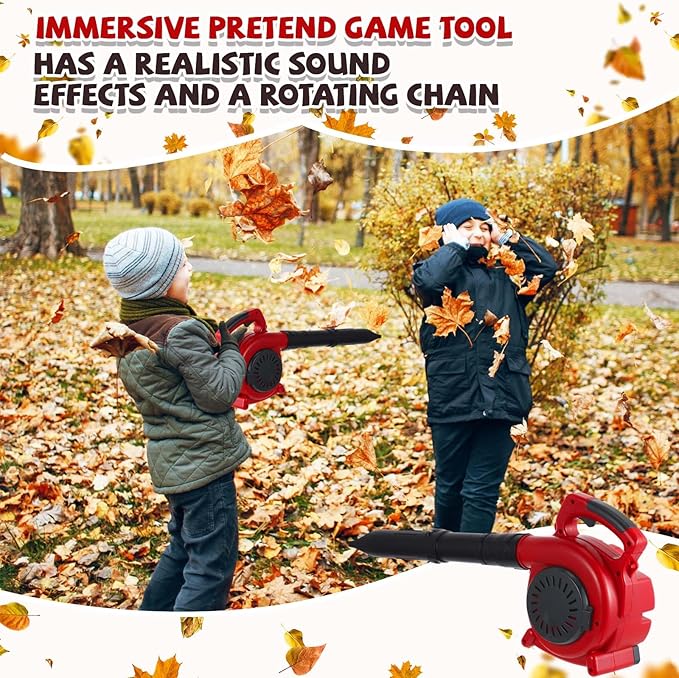 3 Pcs Toy Gardening Tool Set for Kids Toy Leaf Blower Weed Trimmer Push Lawn Mower Pretend Play Set with Lights and Sounds Christmas Birthday Gifts for Boys Girls